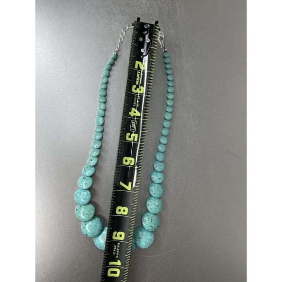 Signed Desert Rose Trading Company Flat Round Turqouise Stone Necklace 925 - Picture 5 of 6